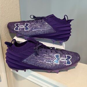 Under Armour Blur Smoke 2 Suede Football Cleats Purple 3027978-500 Men's Size 13